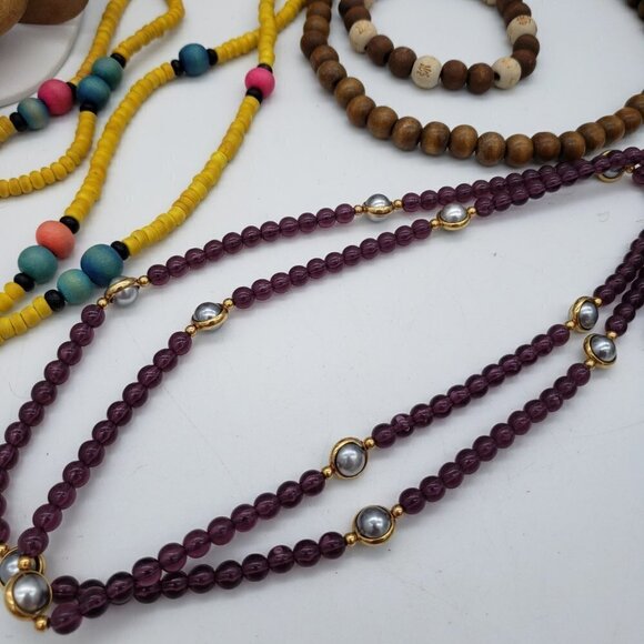 Jewelry Lot Natural Brown Colorful Wood Mixed Materials Necklaces Bracelets - Picture 8 of 12